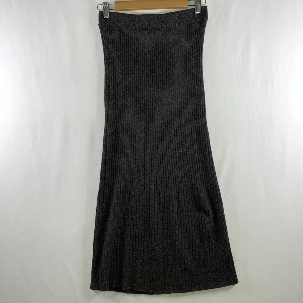 Modern Citizen Ribbed Knit Maxi Skirt Sz M Grey Minimalist Capsule Old Money